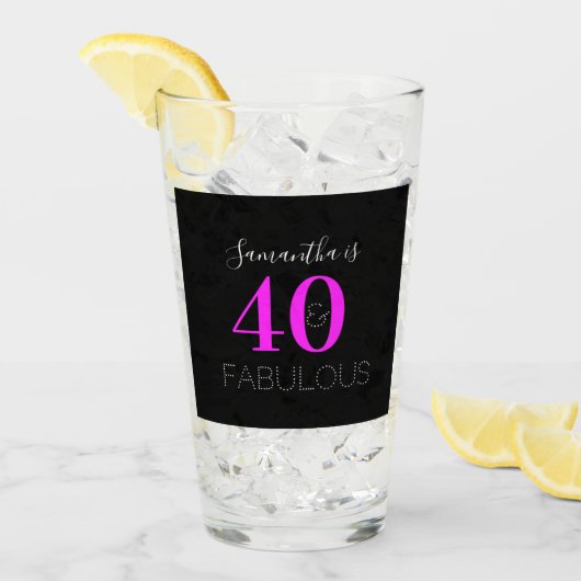 Personalized 40th Birthday 40 Fabulous Neon Pink Glas (Voorkant ijs)