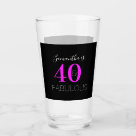 Personalized 40th Birthday 40 Fabulous Neon Pink Glas