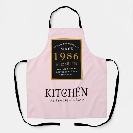 Personalized 40th Birthday Cook Chef Baker Pink Schort (Voorkant)