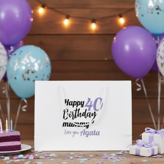 Personalized 40th Birthday Gift Bag - Custom Name Groot Cadeauzakje