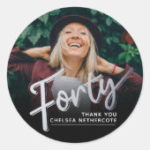 Personalized 40th Birthday Photo Forty Silver Ronde Sticker (Voorkant)