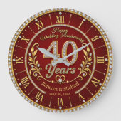 Personalized 40th Wedding Anniversary Grote Klok (Voorkant)