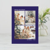 Personalized 4 Family Photo Collage Deep Blue Feestdagenkaart (Staand voorkant)