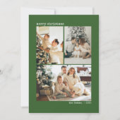 Personalized 4 Family Photo Collage Green Feestdagenkaart (Voorkant)