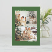 Personalized 4 Family Photo Collage Green Feestdagenkaart (Staand voorkant)