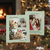 Personalized 4 Family Photo Collage Olive Feestdagenkaart