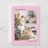 Personalized 4 Family Photo Collage Pink Color Feestdagenkaart (Voorkant)