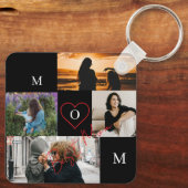 Personalized 4-Photo Collage Mom Monogram Sleutelhanger (Achterkant)