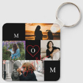 Personalized 4-Photo Collage Mom Monogram Sleutelhanger (Achterkant)
