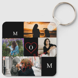 Personalized 4-Photo Collage Mom Monogram Sleutelhanger