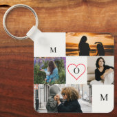 Personalized 4-Photo Collage Mom Monogram Sleutelhanger (Voorkant)