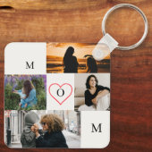 Personalized 4-Photo Collage Mom Monogram Sleutelhanger (Achterkant)