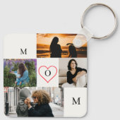 Personalized 4-Photo Collage Mom Monogram Sleutelhanger (Achterkant)