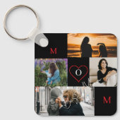 Personalized 4-Photo Collage Mom Monogram Sleutelhanger (Voorkant)