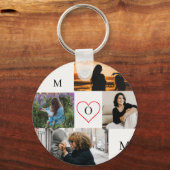 Personalized 4-Photo Collage Mom Monogram Sleutelhanger (Achterkant)