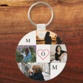 Personalized 4-Photo Collage Mom Monogram Sleutelhanger (Voorkant)