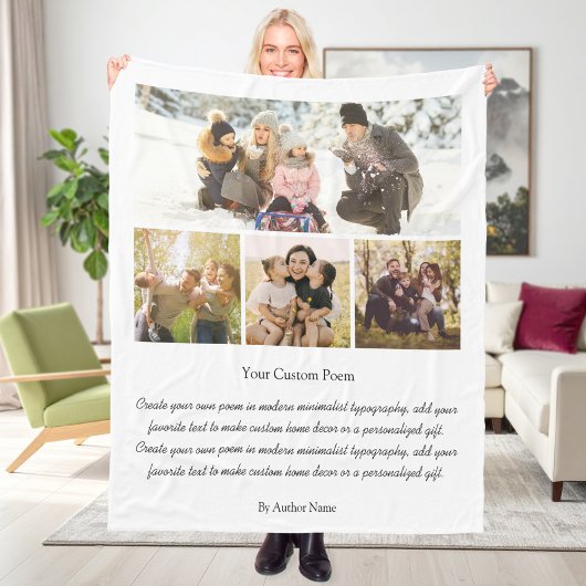 Personalized 4 Photo Collage With Poem Fleece Deken