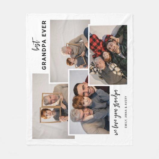 Personalized 4 Tile Photo Grandpa Fleece Blanket (Voorkant)