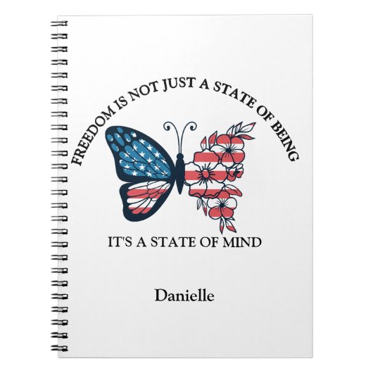 Personalized 4th of July Butterfly Notebook Notitieboek (Voorkant)
