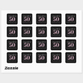Personalized 50 and fabulous Black Pink Birthday Vierkante Sticker (Vel)