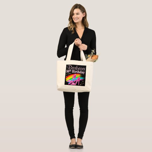 PERSONALIZED 50E BIRTHDAY SHOE QUEEN GROTE TOTE BAG (Voorkant (model))