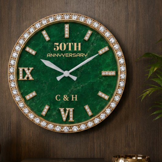 Personalized 50th Anniversary Emerald Marble Grote Klok