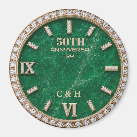 Personalized 50th Anniversary Emerald Marble Magneet (Voorkant)