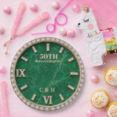 Personalized 50th Anniversary Emerald Marble Papieren Bordje (Feest)
