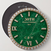 Personalized 50th Anniversary Emerald Marble Ronde Button 6,0 Cm (Voorkant /achterkant)