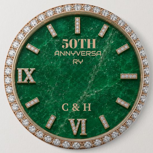 Personalized 50th Anniversary Emerald Marble Ronde Button 6,0 Cm (Voorkant)