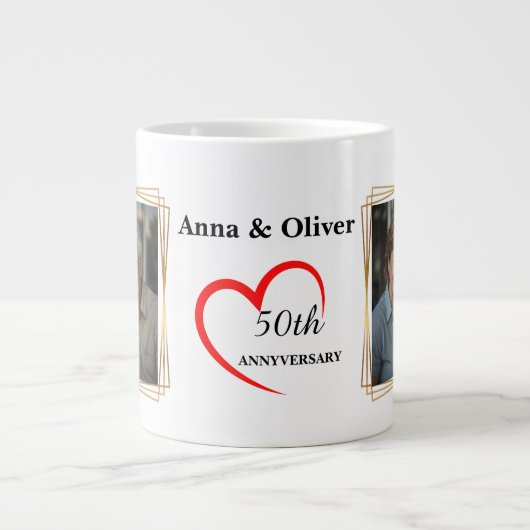 Personalized 50th Anniversary Photo Mug Grote Koffiekop (Voorkant)