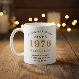 Personalized 50th Birthday 1976 Add Name Elegant Koffiemok