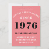 Personalized 50th Birthday 1976 Add Your Name Pink Kaart (Voorkant)