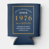 Personalized 50th Birthday 1976 Elegant Blue Gold Blikjeskoeler (Voorkant)