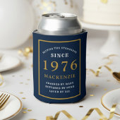Personalized 50th Birthday 1976 Elegant Blue Gold Blikjeskoeler