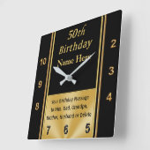 Personalized, 50th Birthday Presents for Him Vierkante Klok (Hoek)