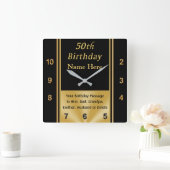 Personalized, 50th Birthday Presents for Him Vierkante Klok (Huis)