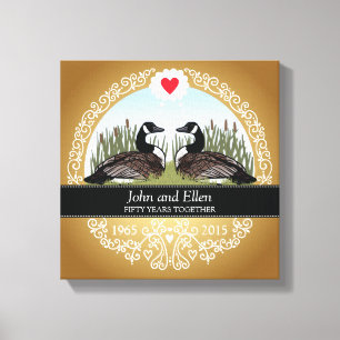 Personalized 50th Wedding Anniversary, Geese Canvas Afdruk