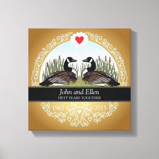 Personalized 50th Wedding Anniversary, Geese Canvas Afdruk (Voorkant)