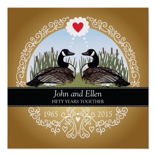 Personalized 50th Wedding Anniversary, Geese Perfect Poster (Voorkant)