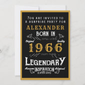 Personalized 60th Birthday 1966 Black Gold Legend Kaart (Voorkant)