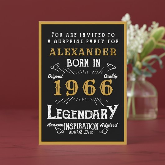 Personalized 60th Birthday 1966 Black Gold Legend Kaart