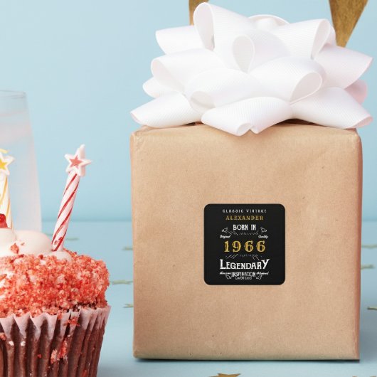 Personalized 60th Birthday Add Name 1966 Legend Vierkante Sticker