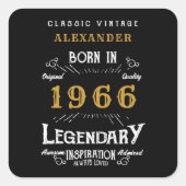 Personalized 60th Birthday Add Name 1966 Legend Vierkante Sticker (Voorkant)