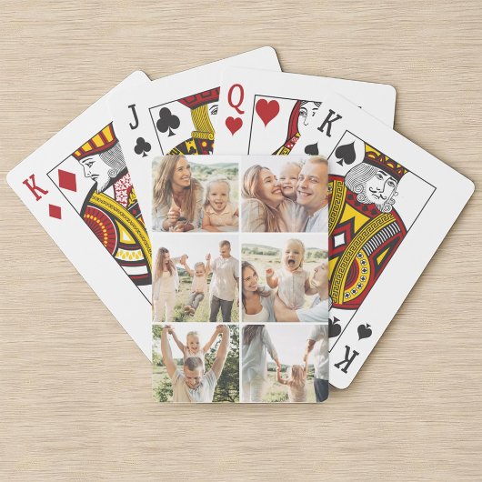 Personalized 6 Photo Collage Vertical Poker Pokerkaarten