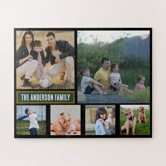 Personalized 6‑Photo Family Name - Gift  Legpuzzel (Horizontaal)