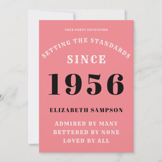 Personalized 70th Birthday 1956 Add Your Name Pink Kaart (Voorkant)