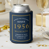 Personalized 70th Birthday 1956 Elegant Blue Gold Blikjeskoeler