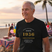 Personalized 70th Birthday 1956 Name Black Gold T-shirt