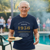Personalized 70th Birthday 1956 Name Blue Gold T-shirt